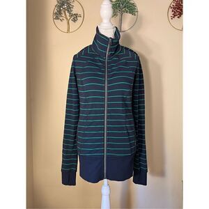 Lululemon Nice Asana Jacket Slalom Stripe Inkwell Blue and Green Size 6